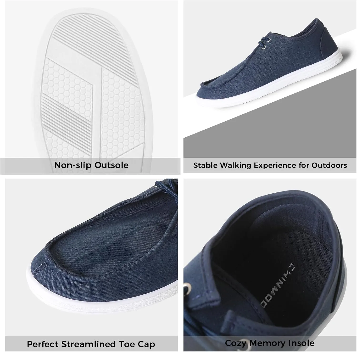 CHIN??MOON Men's Slip On Loafers Walking Driving Business Casual Shoes Lace Up Canvas Footwear