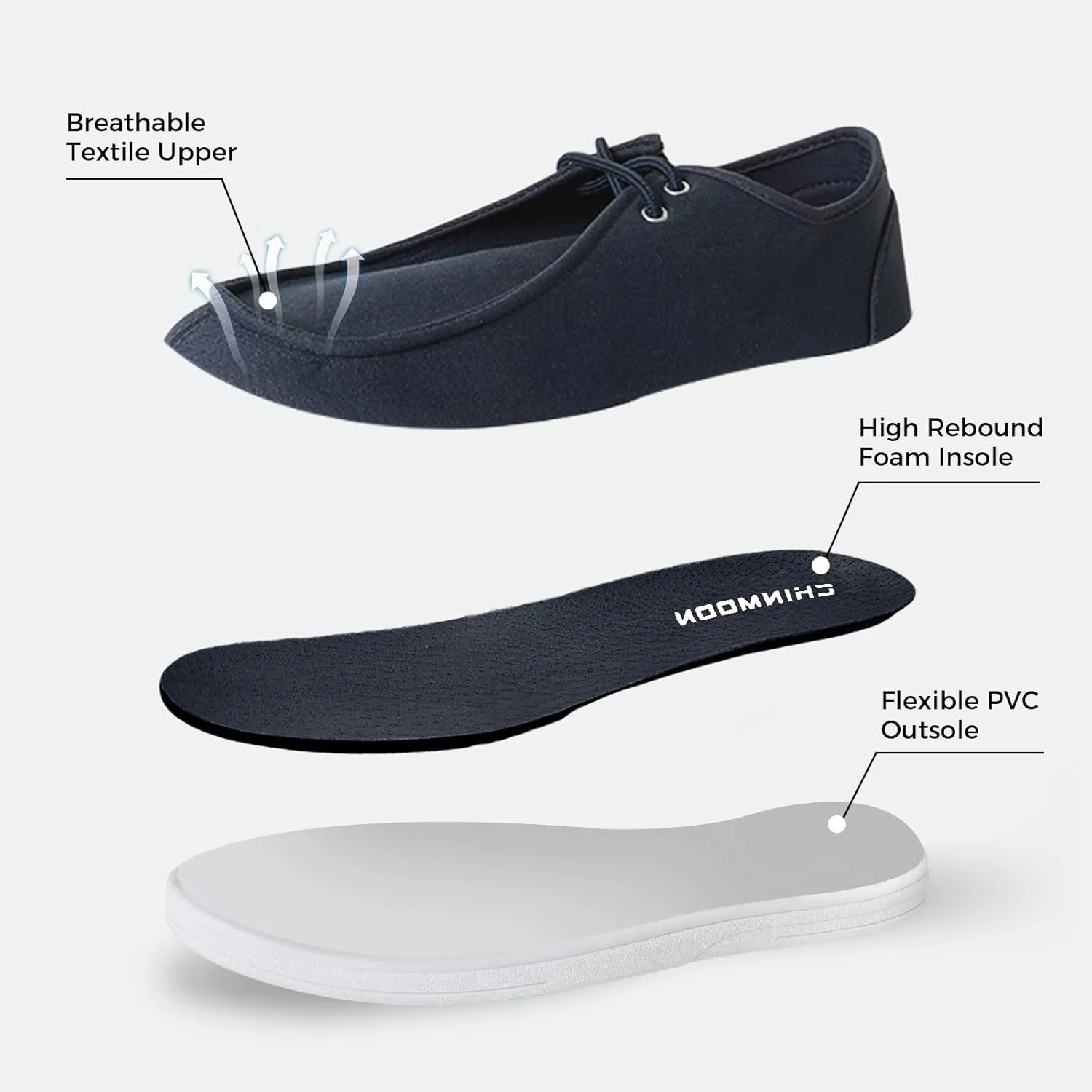 CHIN??MOON Men's Slip On Loafers Walking Driving Business Casual Shoes Lace Up Canvas Footwear