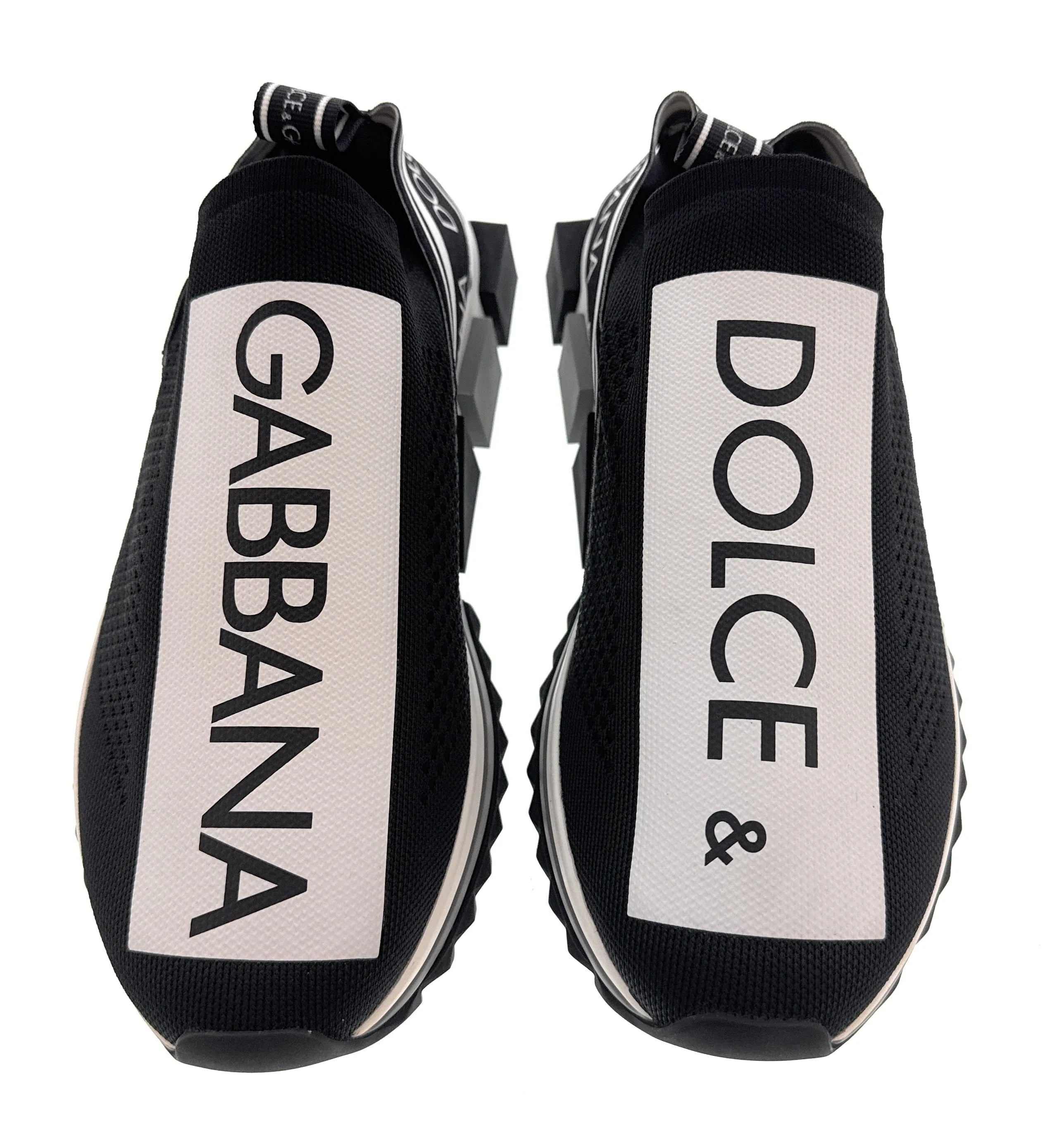 Dolce & Gabbana Black/White Logo Knit Slip On Sneakers-EU36.5