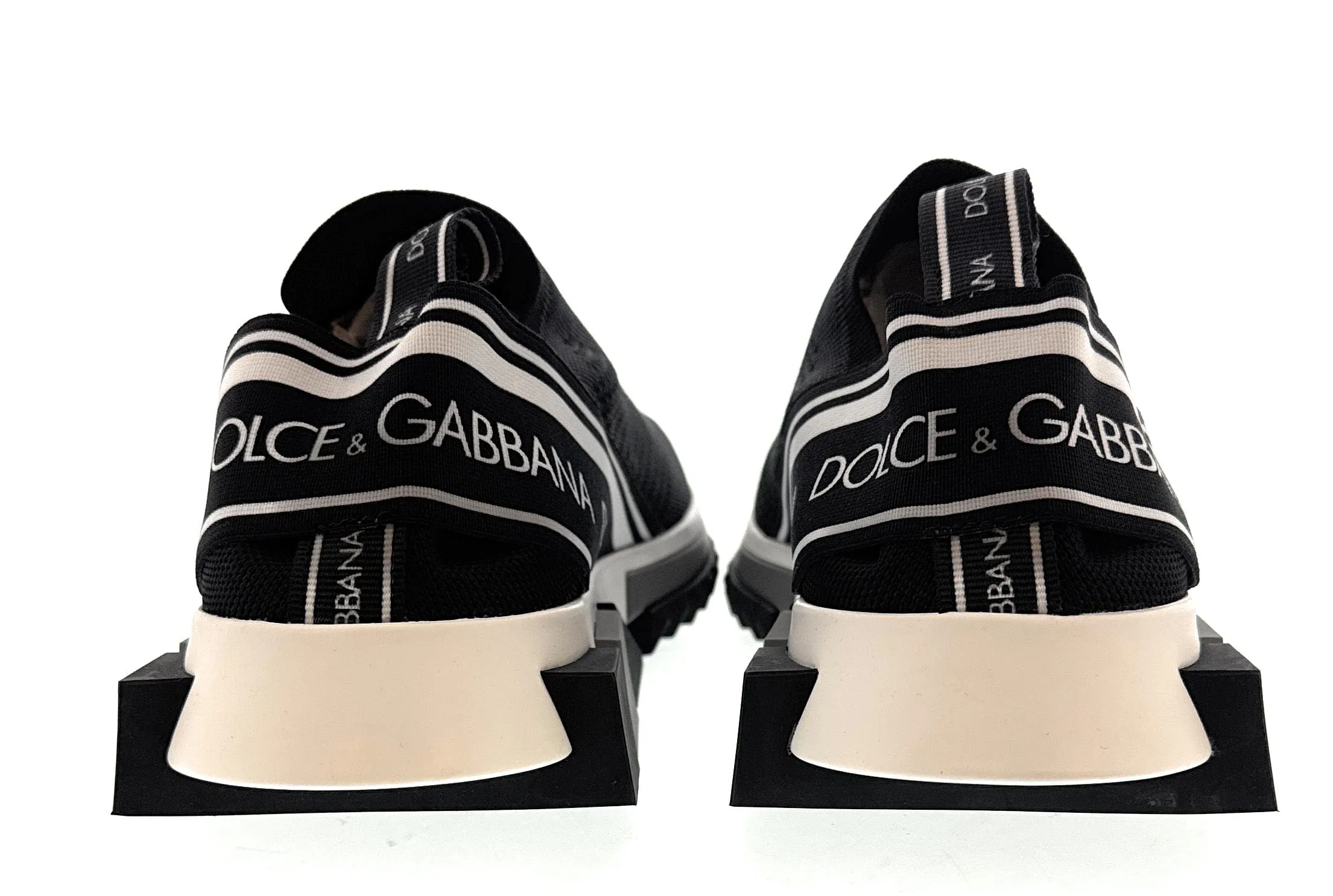 Dolce & Gabbana Black/White Logo Knit Slip On Sneakers-EU36.5