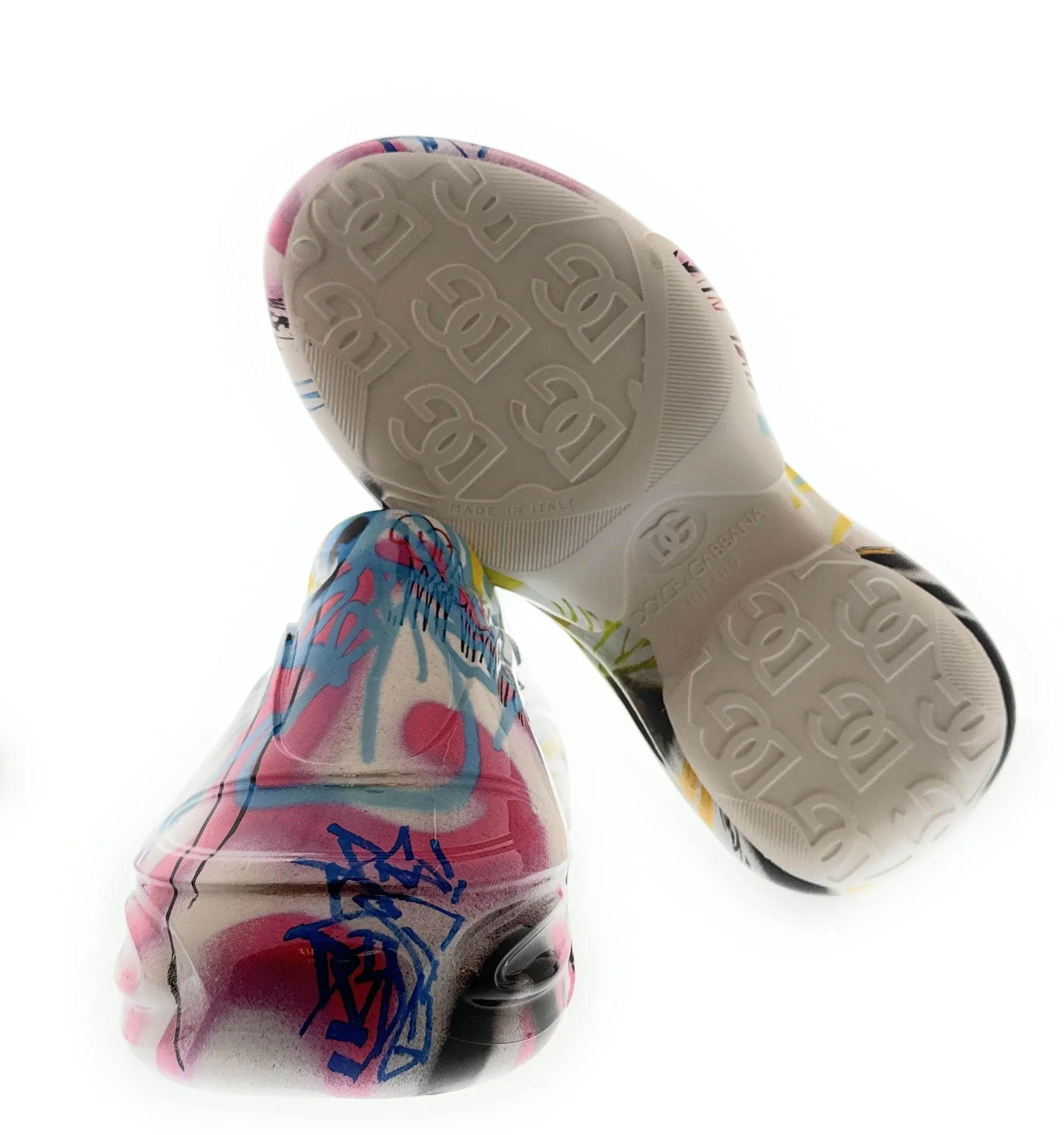 Dolce & Gabbana Men's Multicolor Graffiti Rubber Slip-On Clogs-EU44
