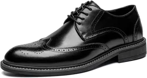 Dress Shoes for Men Men's Casual Leather Brogues Breathable Lace-Up Wedding Shoes in Brown Black