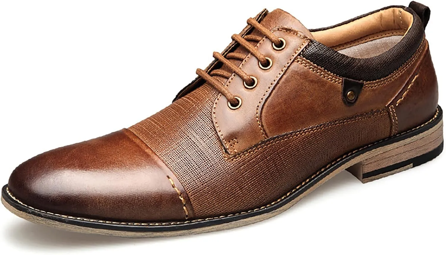 Formal Men's Dress Leather Shoes for Men Casual Slip On Moccasins Leather Lightweight Driving Shoes Business Shoes,Brown,US9.5