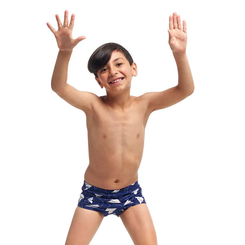 Funky Trunks Paper Plain Toddler Boys Printed Trunks