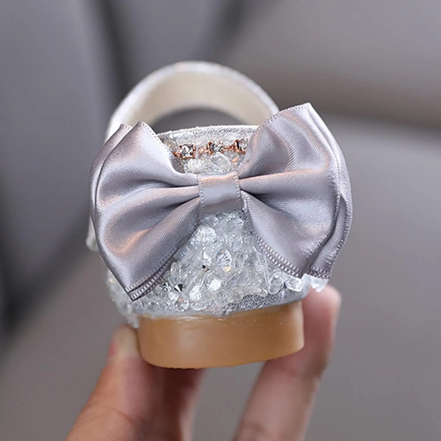 Girls Dress Shoes Cute Bow Mary Jane Shoes Ballerina with Satin Ankle Tie for Wedding Birthday Party Baby Swim Shoes (Black, 7.5 Toddler)