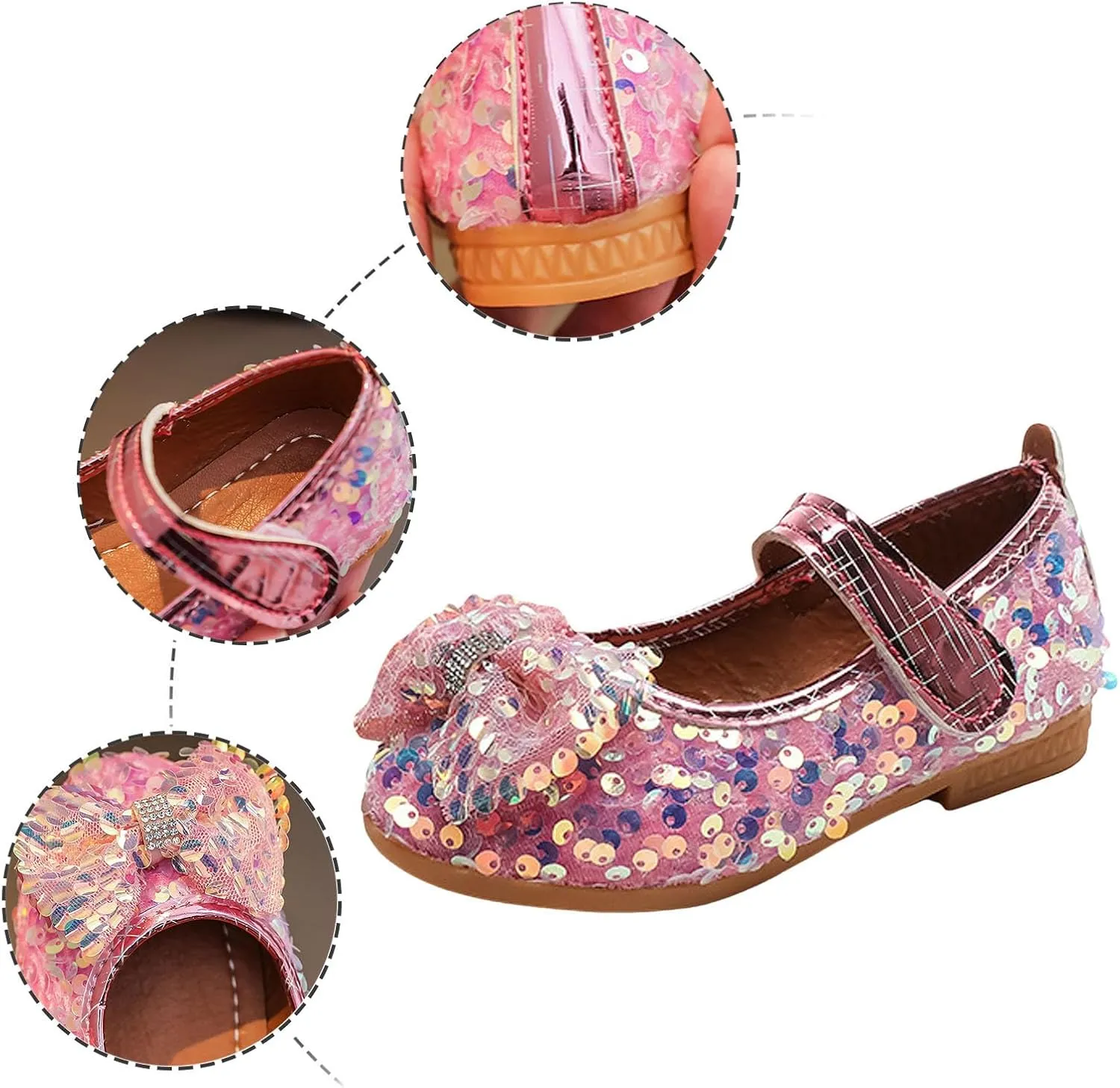 IWIHMIV Toddler Girls Mary Jane Dress Ballet Flat Shoes Soft Slip On Princess Wedding Party Casual Walking Shoes