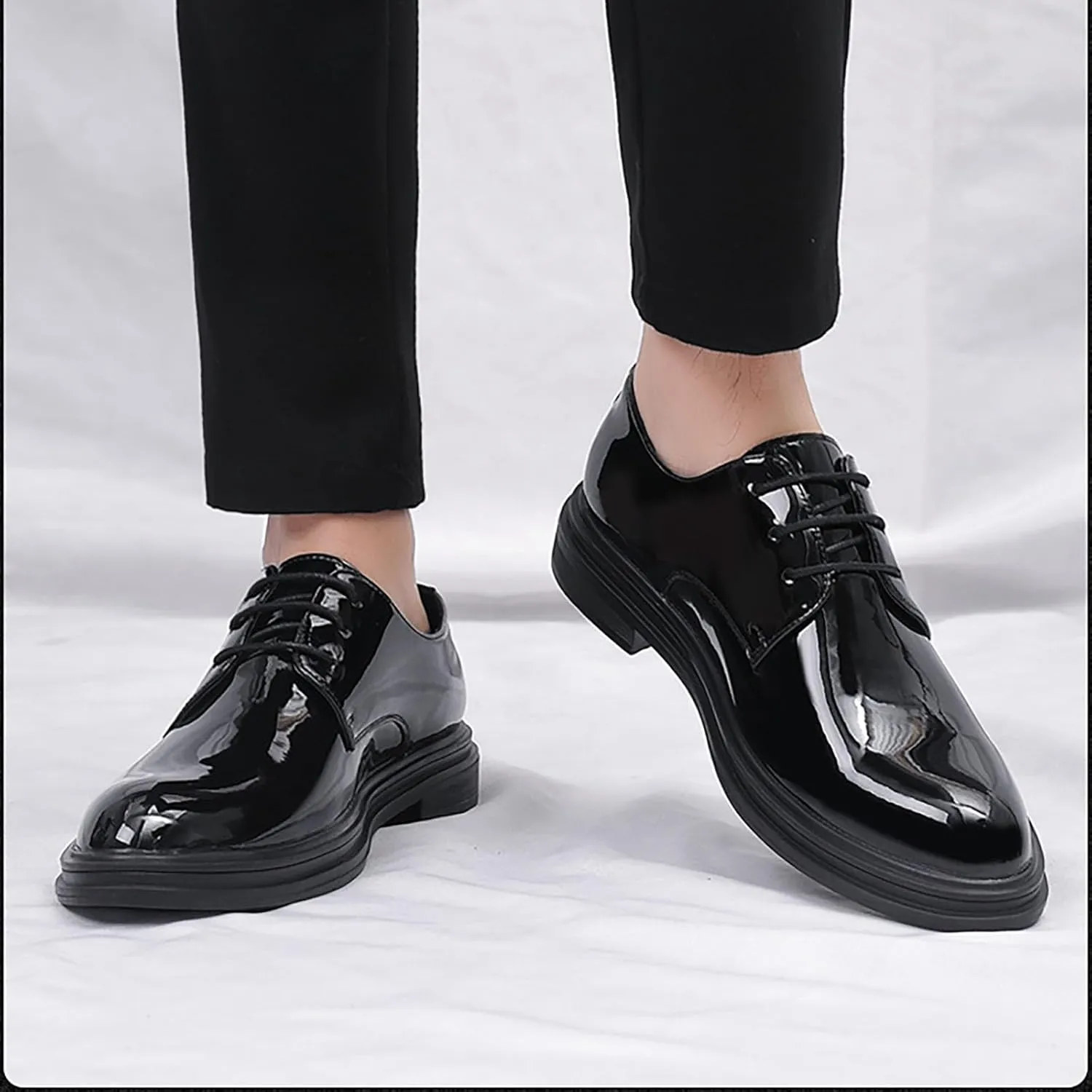 Leather Shoes Casual Business Shoes for Men DressMen Shoes Lace Up Patent Leather Shoes Wedding Dress Shoes Oxford Shoes for Men