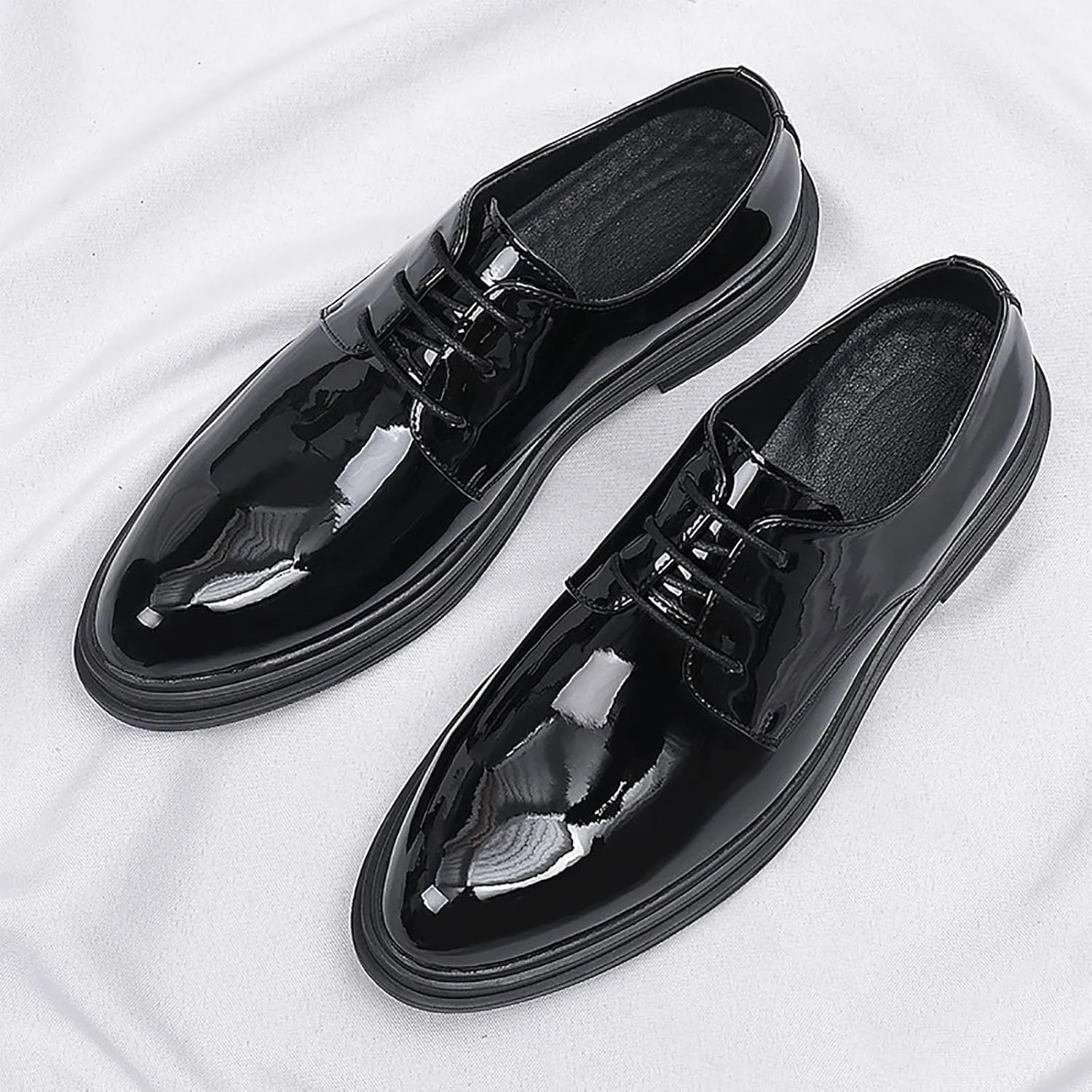 Leather Shoes Casual Business Shoes for Men DressMen Shoes Lace Up Patent Leather Shoes Wedding Dress Shoes Oxford Shoes for Men