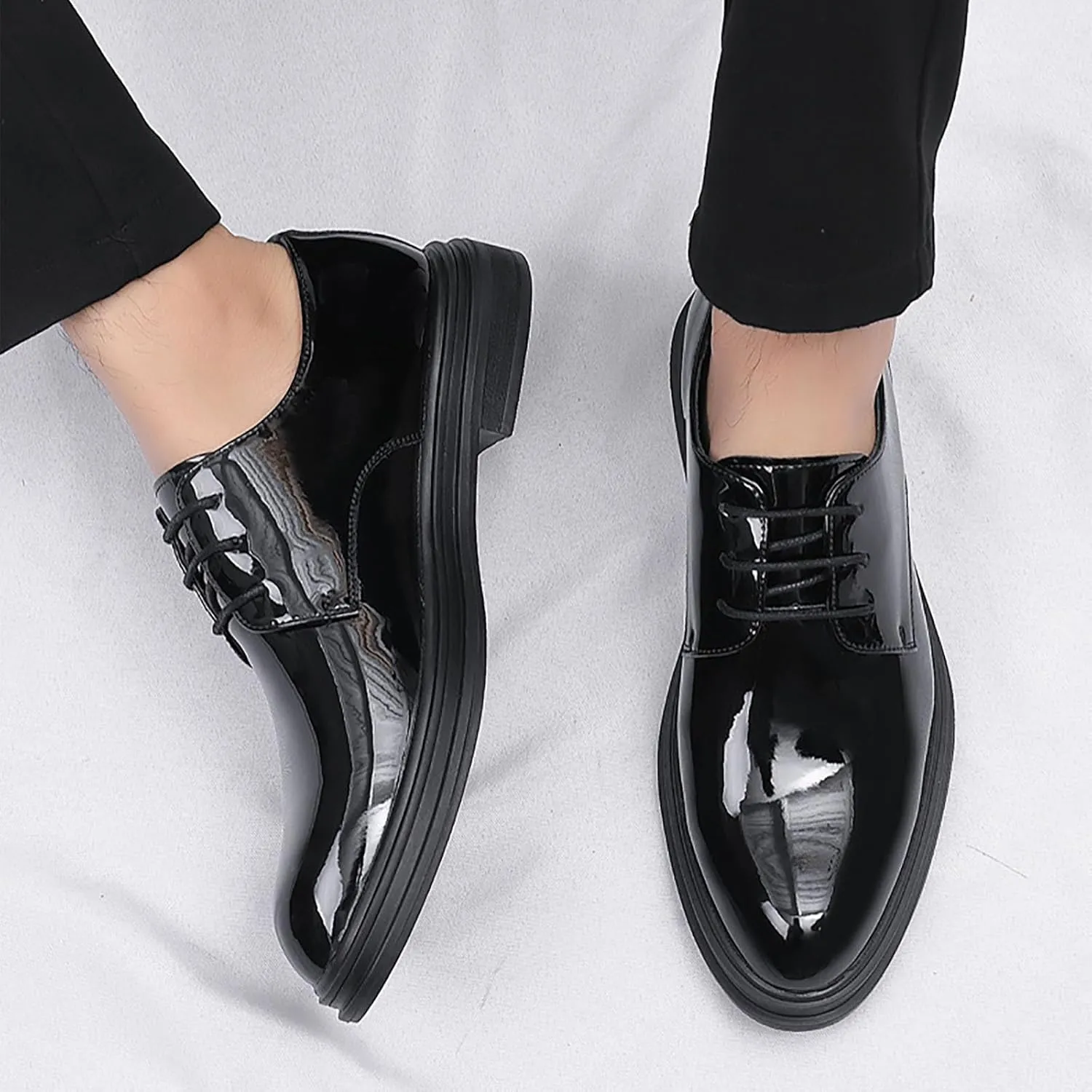 Leather Shoes Casual Business Shoes for Men DressMen Shoes Lace Up Patent Leather Shoes Wedding Dress Shoes Oxford Shoes for Men