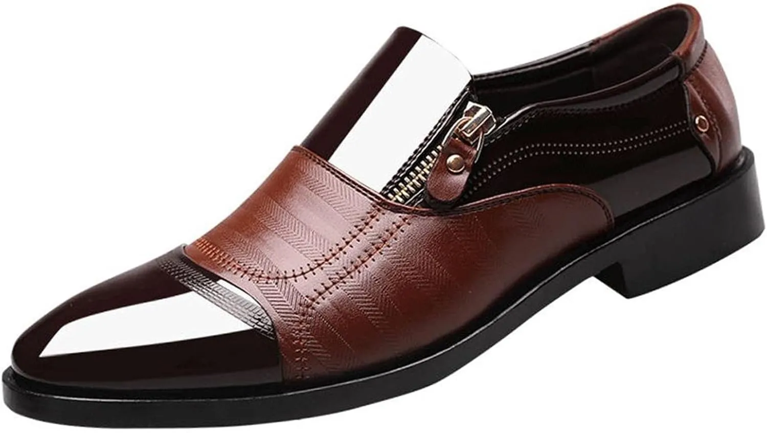 Mens Classic Leather Shoes Classical Style Men's Breathable Hollow Business Casual Pointed Shoes Leather Cap