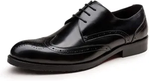 Men's Dress Shoes, Lace-up Derby Business Formal Shoes Handmade Cowhide Shoes Wedding Party Office Brogues Shoes,Black-43/UK 8.5/US 9