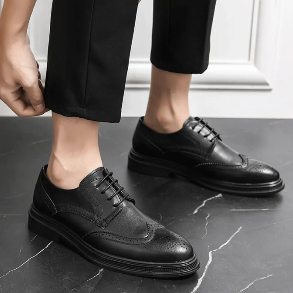 Men's Faux Patent Leather Oxford Shoes, Black Comfortable Fashion Formal & Casual Dress Shoes, Business Leather Shoes for Men