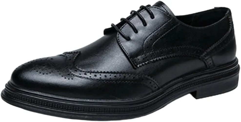Men's Faux Patent Leather Oxford Shoes, Black Comfortable Fashion Formal & Casual Dress Shoes, Business Leather Shoes for Men