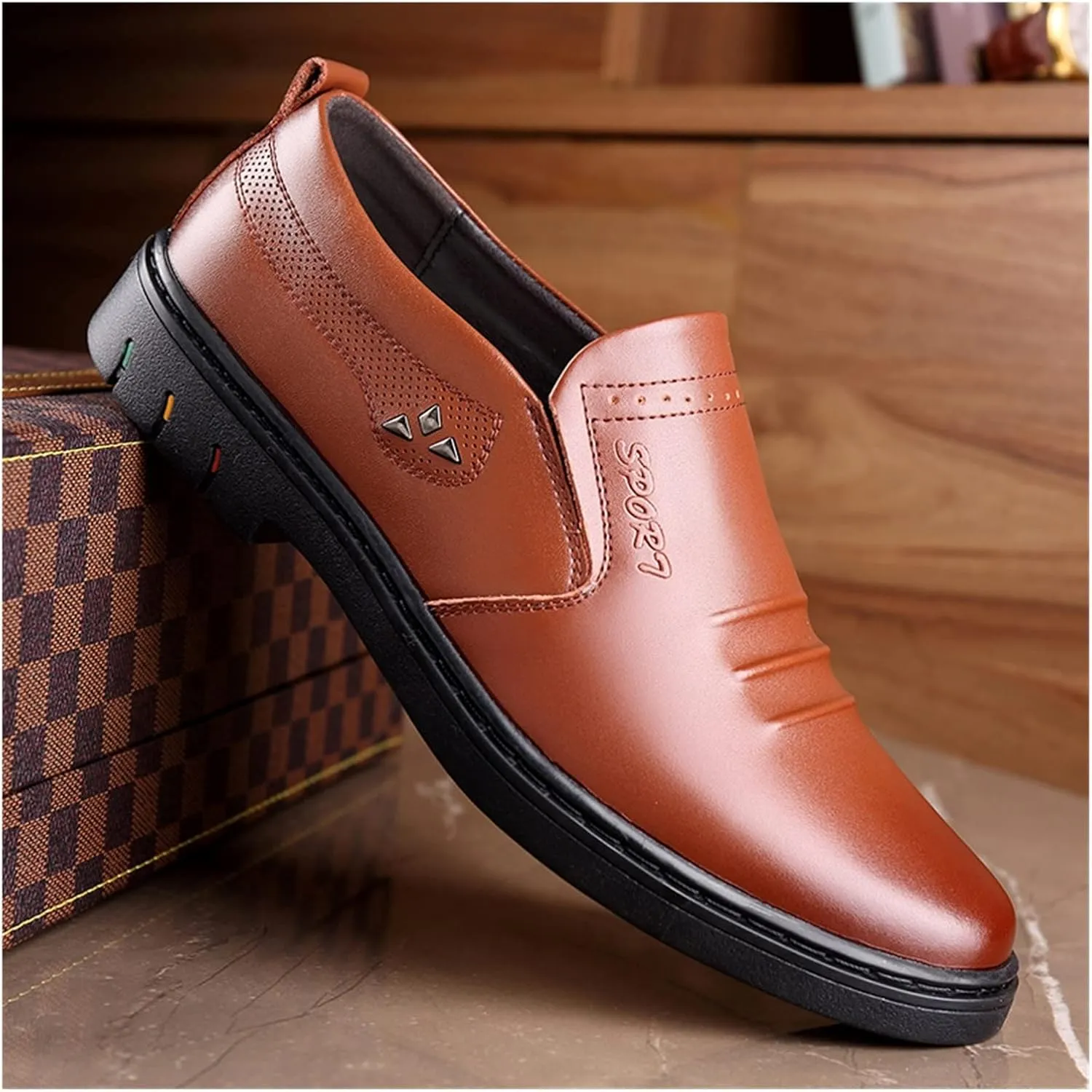 Men's Shoes Men's Leather Shoes Men's Genuine Leather Soft Leather British Business Casual Dad Shoes