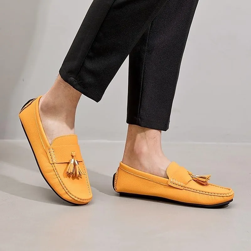 Men's Square Toe PU Leather Loafers - Comfortable Driving Shoes with Flat Heel, Slip-Resistant, Ideal for Walking, Parties, and Casual Wear