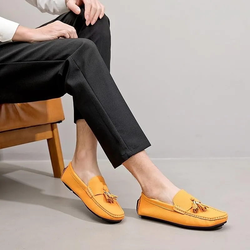Men's Square Toe PU Leather Loafers - Comfortable Driving Shoes with Flat Heel, Slip-Resistant, Ideal for Walking, Parties, and Casual Wear