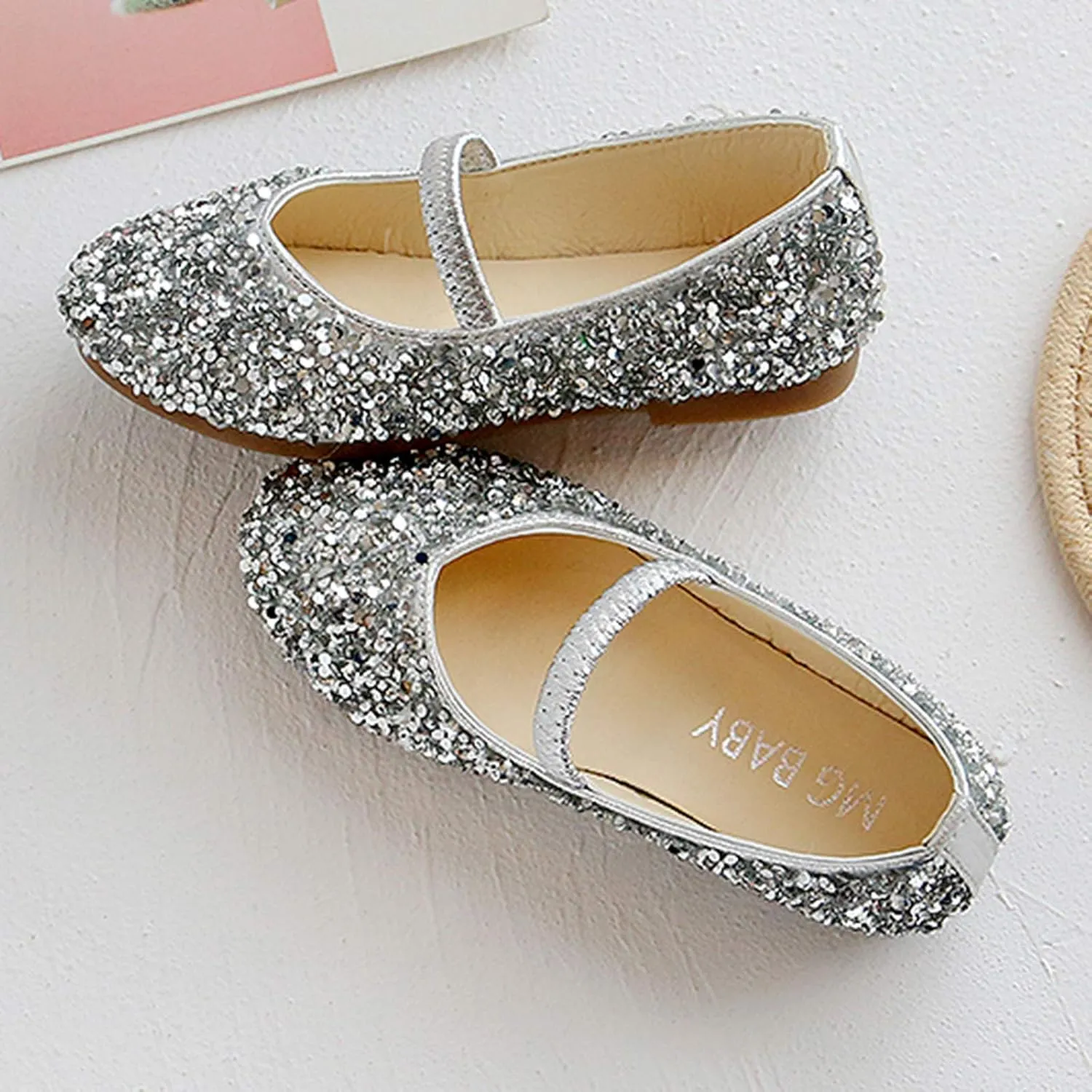 Toddler Flower Girl Dress Shoes Rhinstones Mary Jane Ballet Flats Wedding Party Toddler Little Kid Shoes