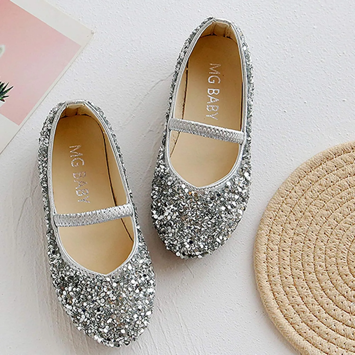 Toddler Flower Girl Dress Shoes Rhinstones Mary Jane Ballet Flats Wedding Party Toddler Little Kid Shoes