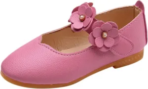 Toddler/Little Girls Mary Jane Ballerina Flat Princess Flower Girl Non-Slip Soft Slip On Dress Shoes for Wedding