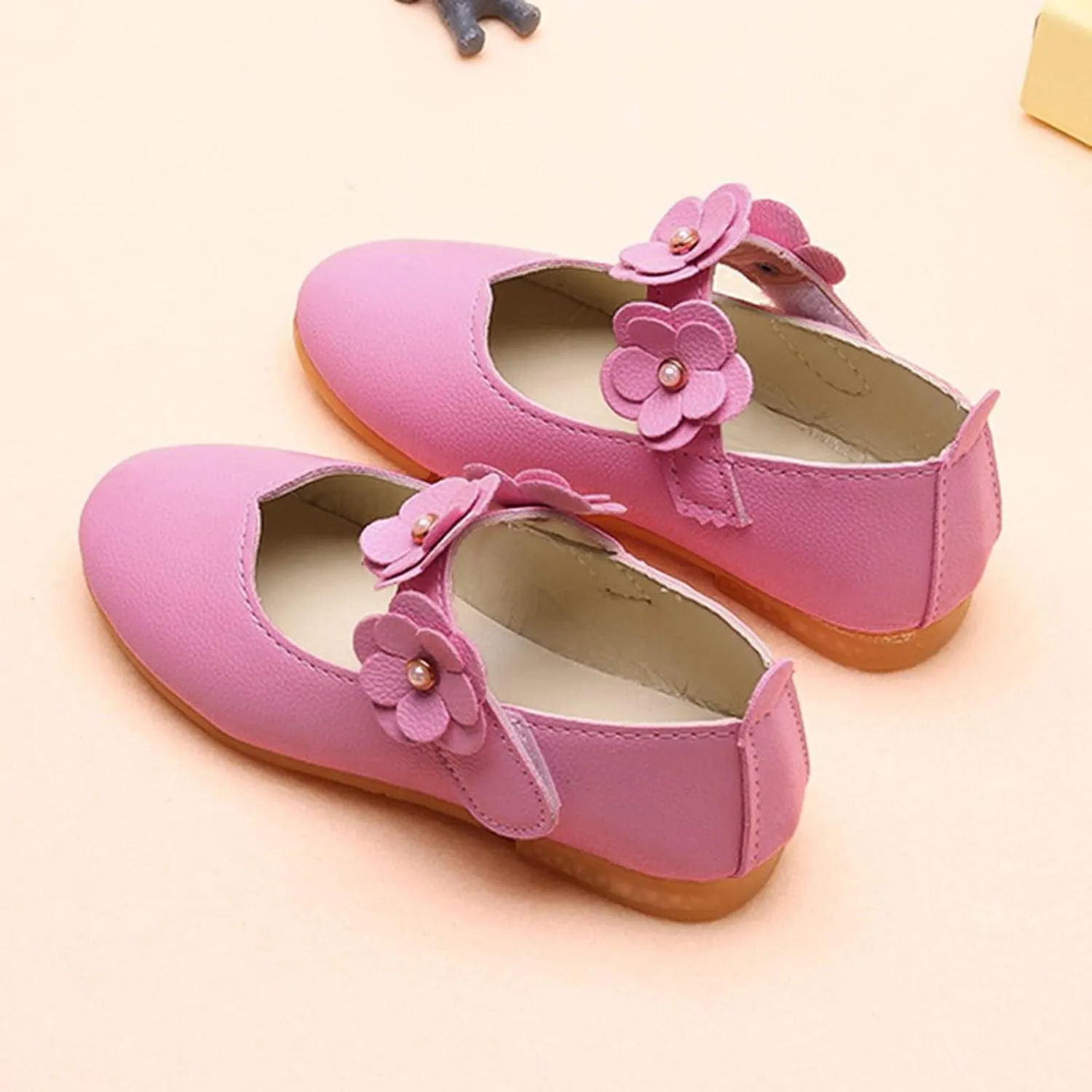 Toddler/Little Girls Mary Jane Ballerina Flat Princess Flower Girl Non-Slip Soft Slip On Dress Shoes for Wedding